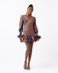 FIMI African Print V-neck Peplum Mini Dress