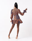 FIMI African Print V-neck Peplum Mini Dress