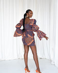 FIMI African Print Off-shoulder Puffy Sleeve Mini Dress