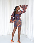 FIMI African Print Off-shoulder Puffy Sleeve Mini Dress