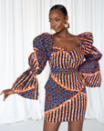 FIMI African Print Off-shoulder Puffy Sleeve Mini Dress