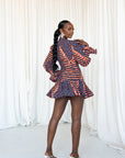 FIMI African Print V-neck Peplum Mini Dress