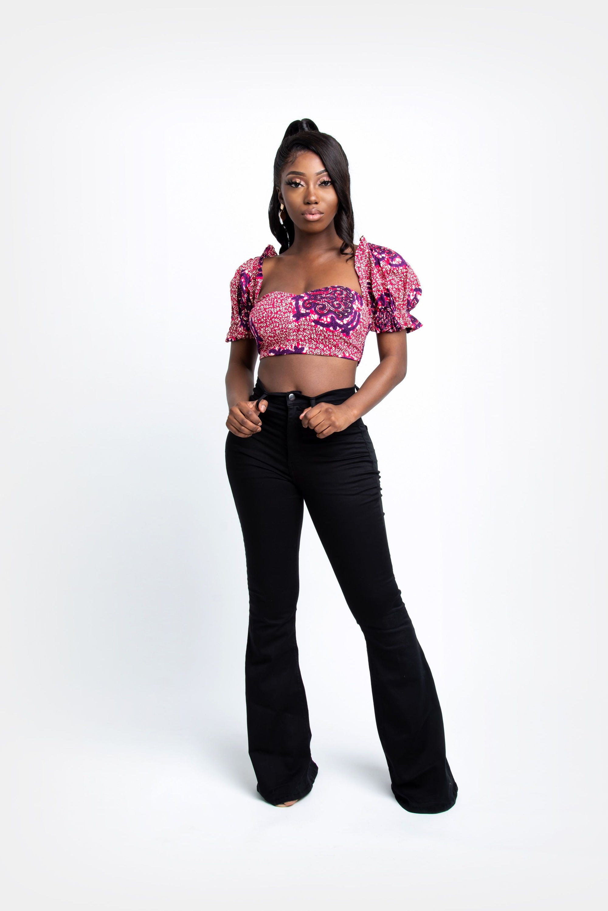 KHARI African Print Crop Top (REMOVABLE SLEEVE) crop Tops ofuure 